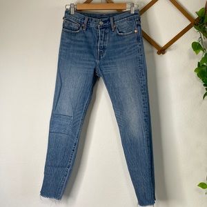 Levis button fly Raw Hem Blue Jeans Size 26